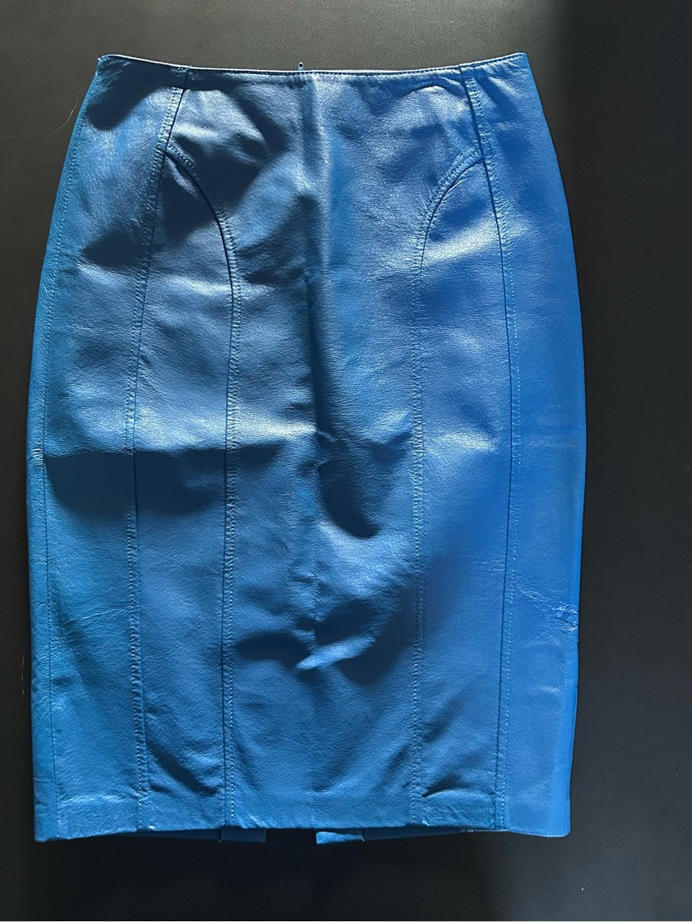 Danier Electric Blue Leather Pencil Skirt